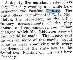 Cass Theatre - May 4 1917 Cass City Chronicle (newer photo)
